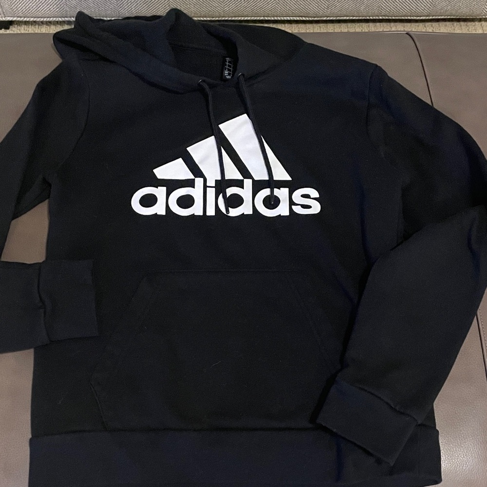 Adidas Black and White Logo Hoodie